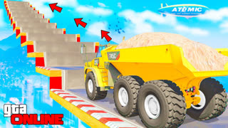 GTA 5 - КАК ДАЛЕКО СМОЖЕТ ОГРОМНЫЙ БЕЛАЗ ЗАБРАТЬСЯ ПО СТУПЕНЬКАМ ЛЕСТНИЦЫ ! - ЭКСПЕРИМЕНТЫ В ГТА 5 ОНЛАЙН